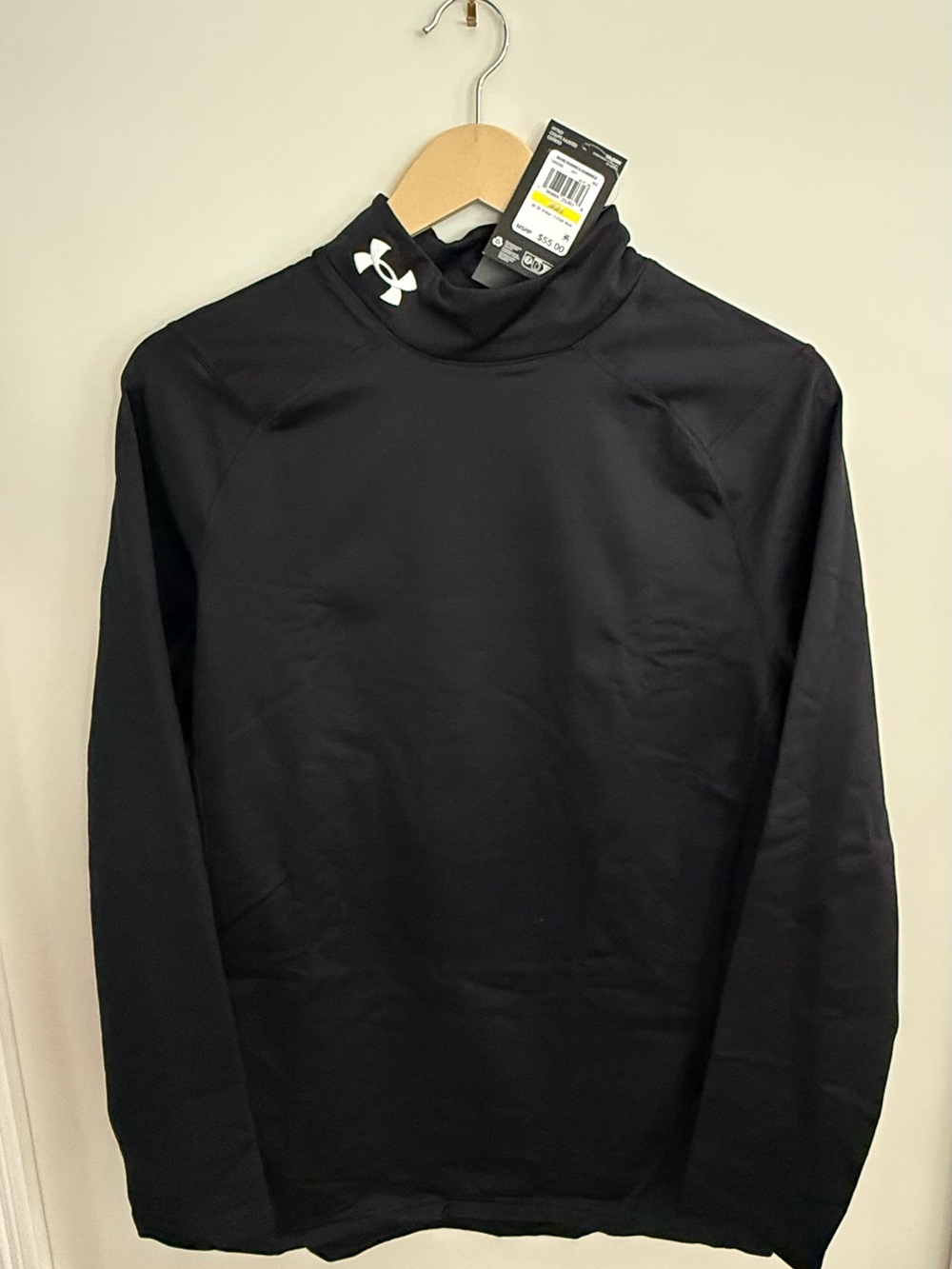 Under Armour Black Long Sleeve cold gear with White Logo